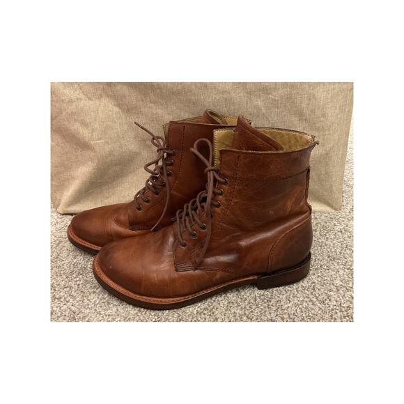 Sutro San Francisco Mendelle Brown Leather Handcrafted Combat Boots, sz 9 - Picture 1 of 8